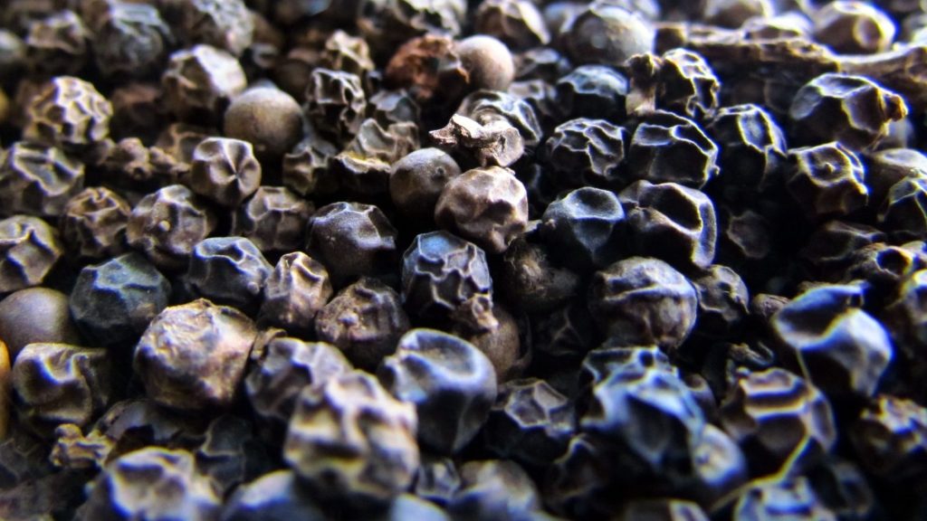 close up of whole Black pepper (Piper nigrum)
